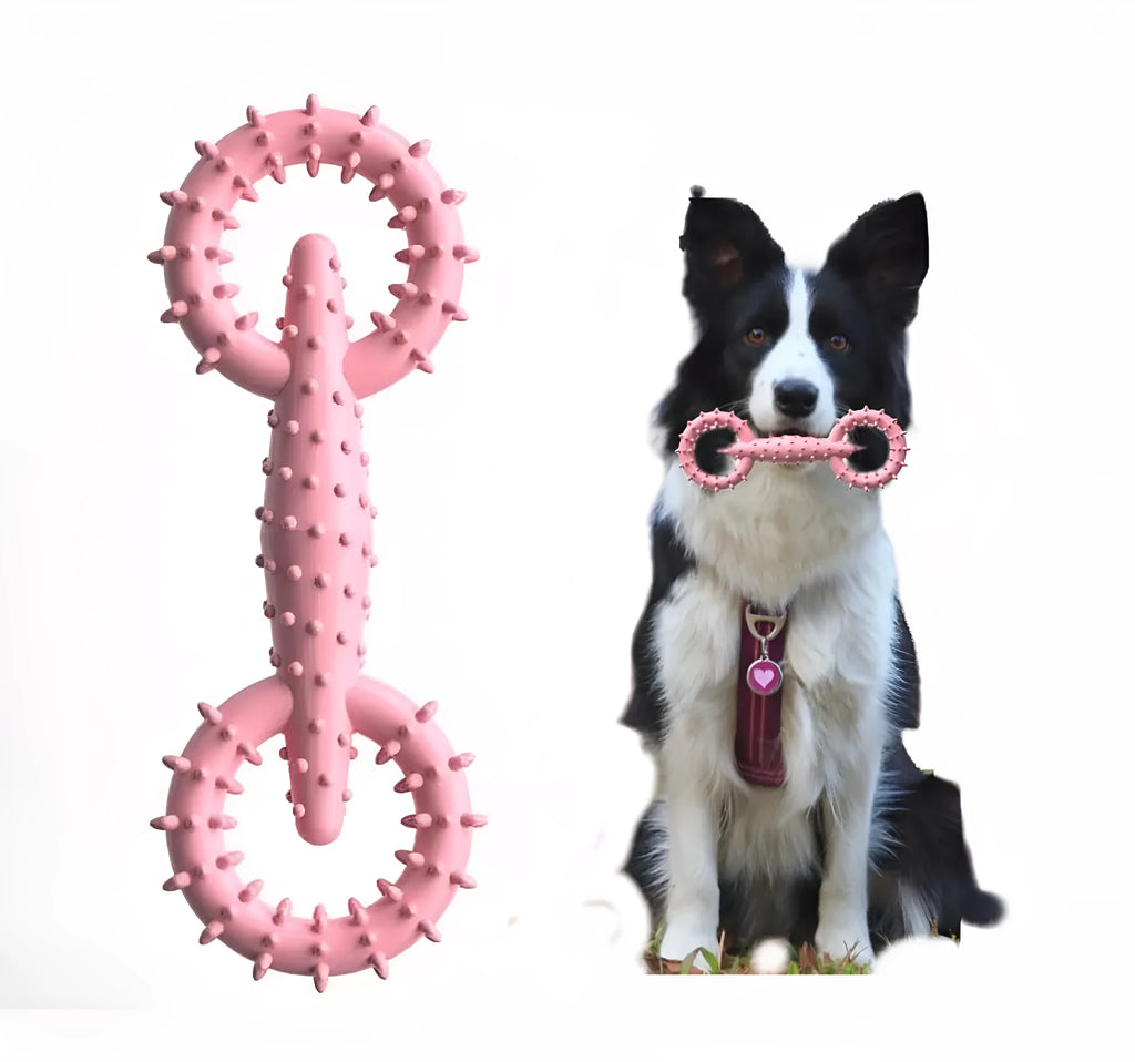 Blue TPR dog chew toy ring for puppy teething relief and safe chewing