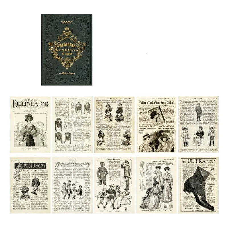 Pack of 10 A5 art paper envelopes showing eight different printed designs for gifting.