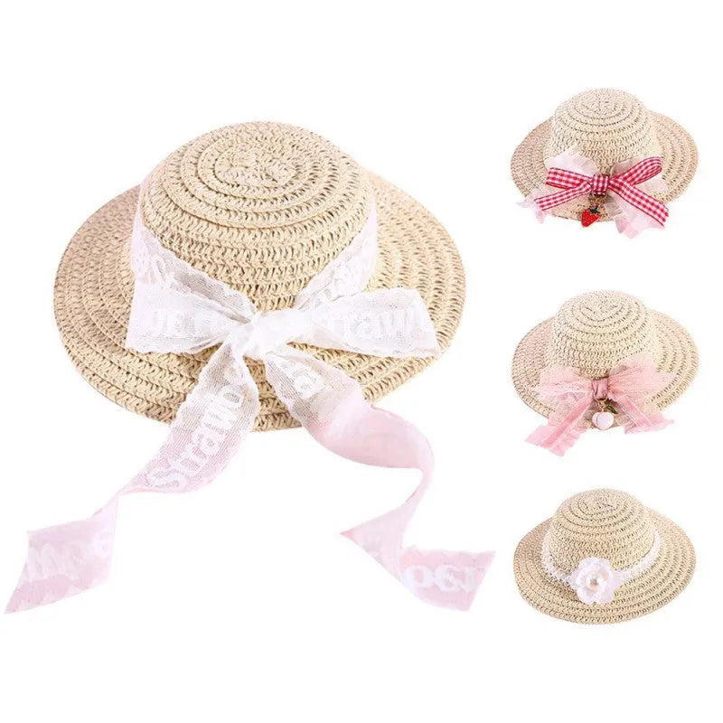 Handmade adjustable bowknot paper pet hat for dog or cat in cartoon style.