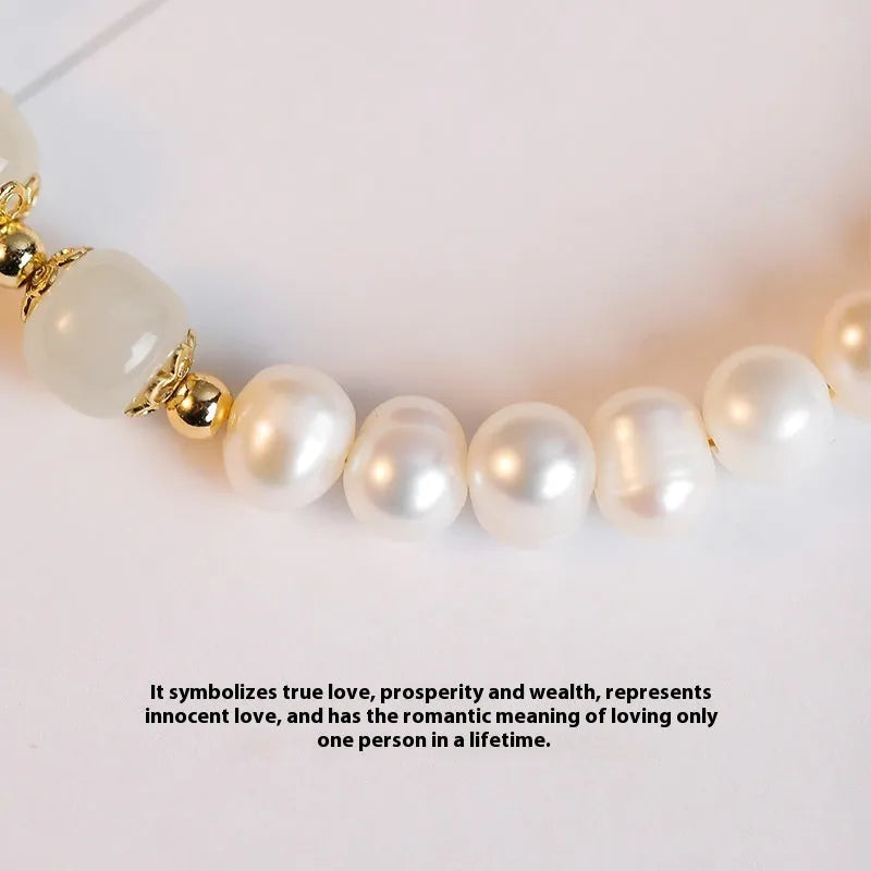 Freshwater pearl bracelet with diamond shaped beads in Korean style, electroplated finish