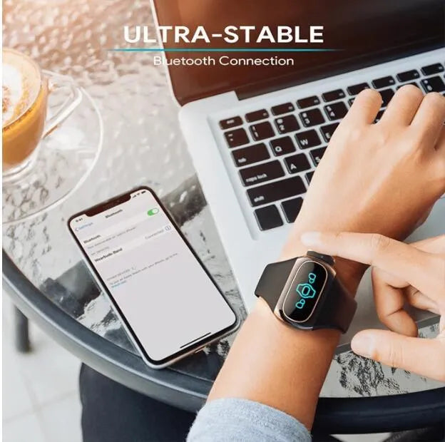 2 in 1 wireless earphone bracelet in black, silicone wristband with smart charging and fitness tracking