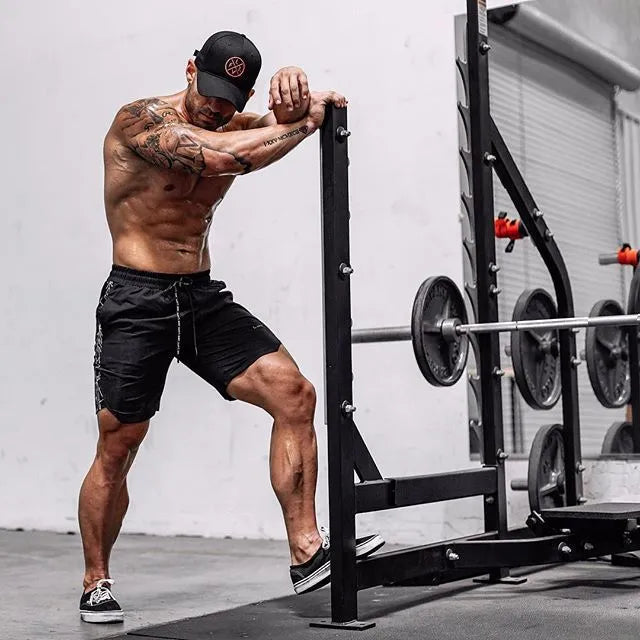 Men's polyester training running pants in black, straight tube style, athletic fit