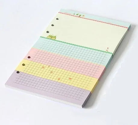 45 sheets of coloured A5 A6 binder filler paper with multiple ruling styles for planners and diaries