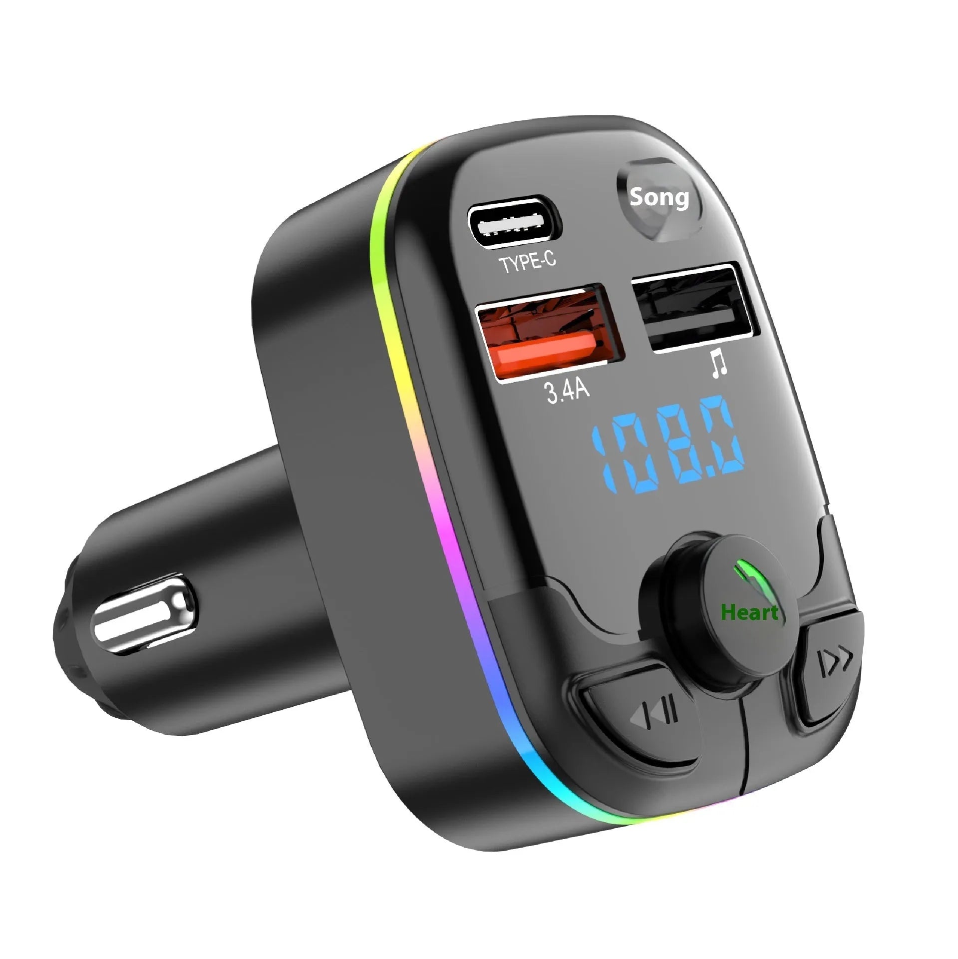 C9 vehicular Bluetooth MP3 player FM transmitter PD fast charge cigarette lighter car charger ABS material