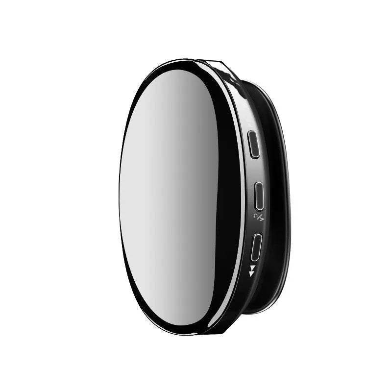 A compact blue Bluetooth MP4 music player with an OLED screen displaying a track list.