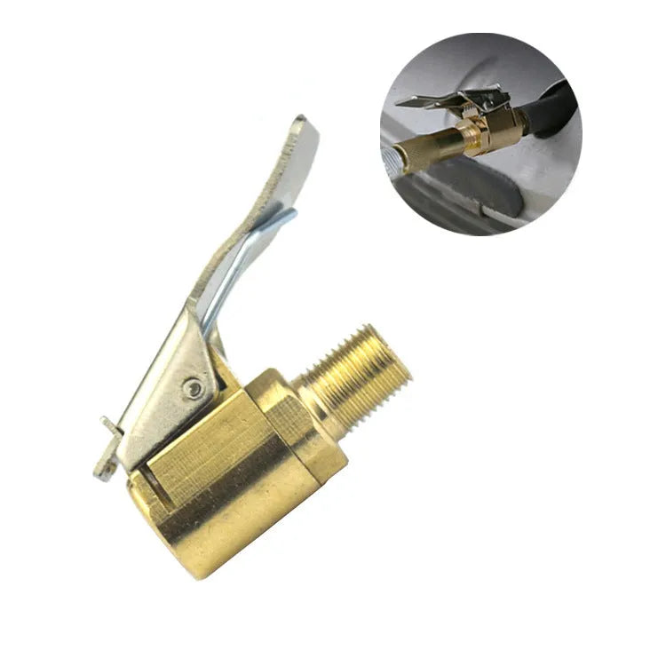 Copper tyre inflation clamp for 8V1 car valves showing 8mm thread detail
