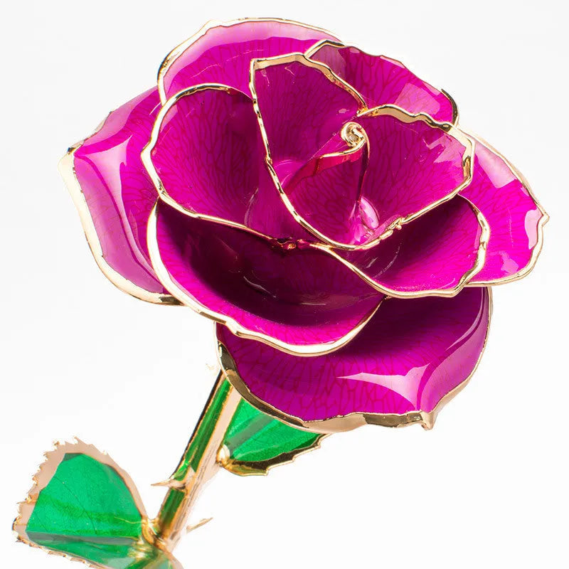 24K gold-plated rose in a gift box with multiple colour options including red, blue, and pink
