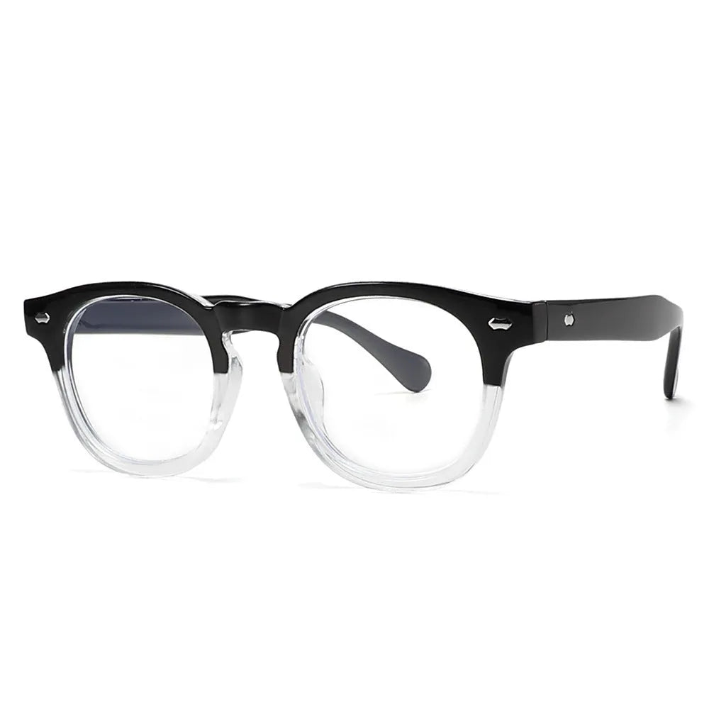 Round rim retro sunglasses with plastic frame and tinted UV400 lens, shown in bright black colour.