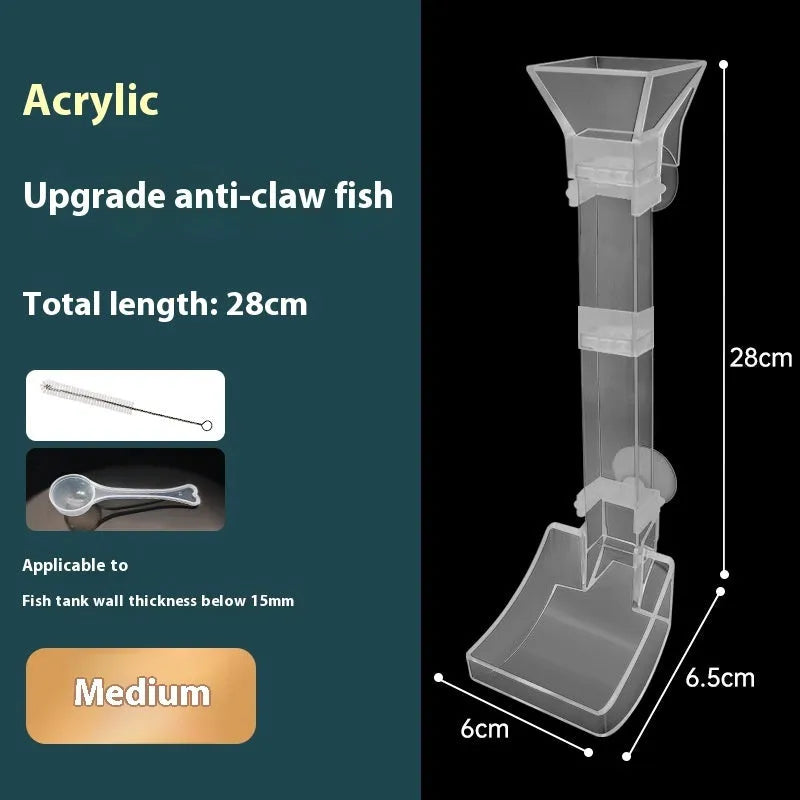 Aquarium feeding tube set with cleaning brush and feed spoon in three size options