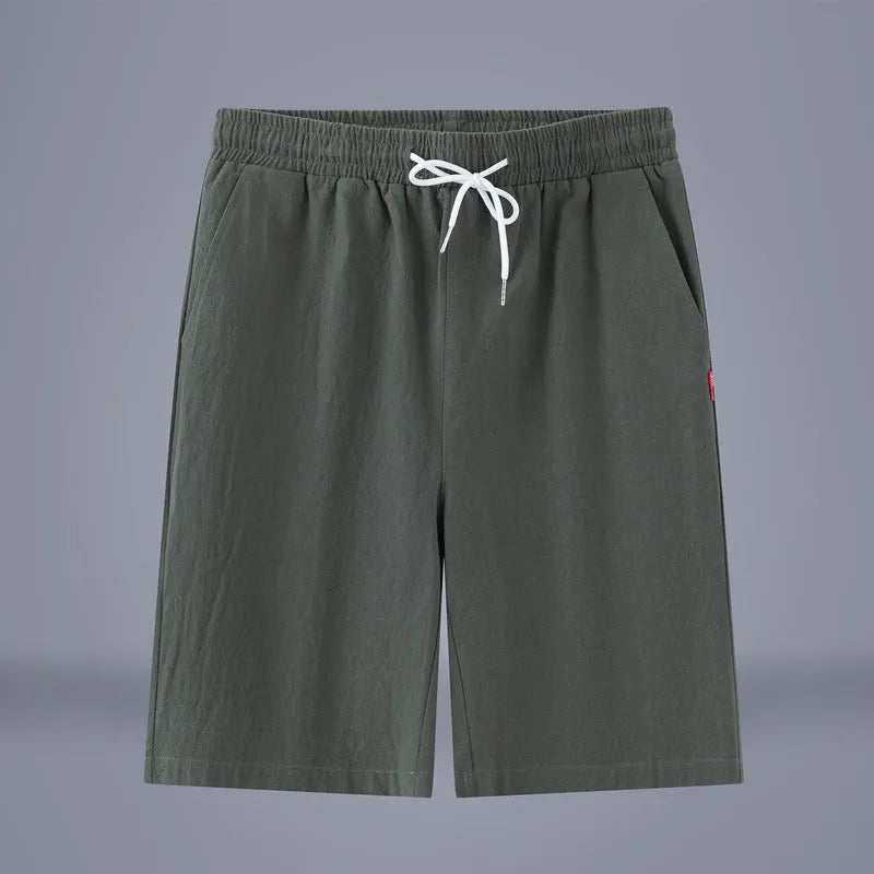 Chinese style solid colour cropped summer pants on a hanger.