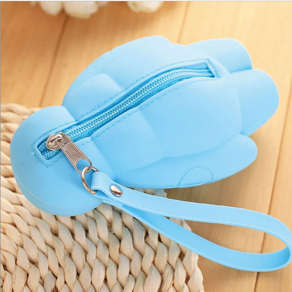 Large capacity silicone pencil case in blue, 20x13cm, for school stationery storage