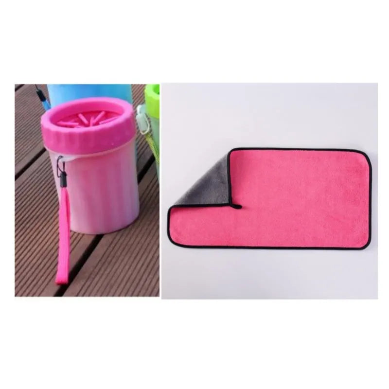 Blue silicone dog paw washing bucket with non-slip base for portable pet foot cleaning