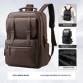 Men's waterproof PU travel rucksack 40x28x18cm with air pillow belt in amber brown, cold black or khaki