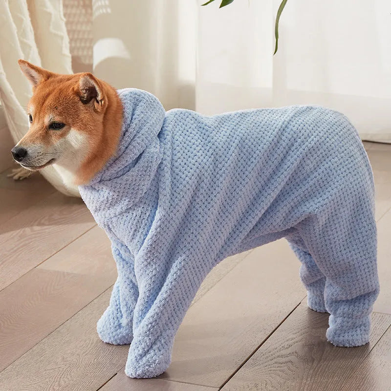 Thickening quick-drying cotton absorbent pet towel wearable scrubbing style, back length 30-82cm, multiple sizes