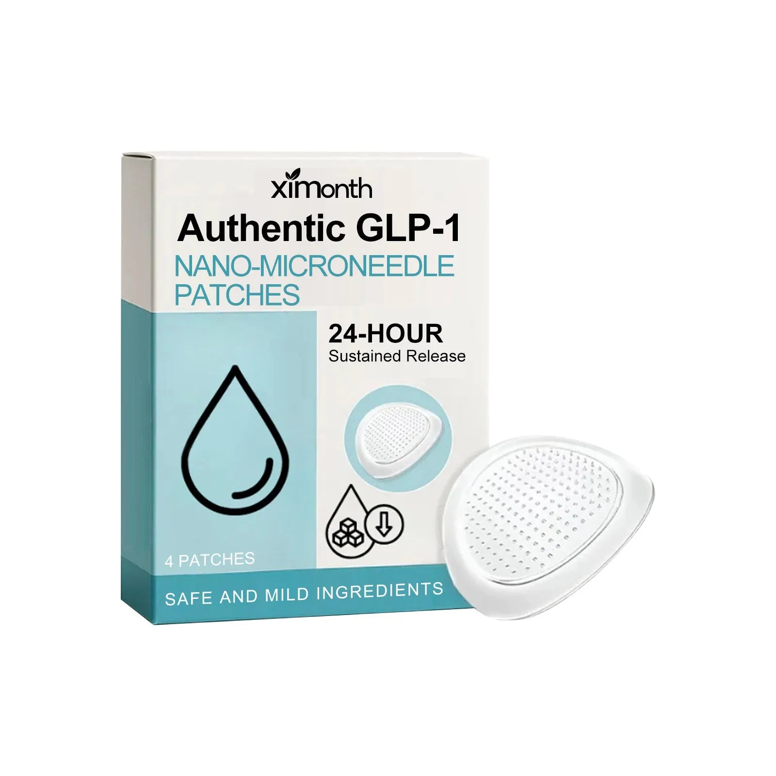 Four clear body contouring microneedle patches for skin firming, featuring acetyl hexapeptide-8.