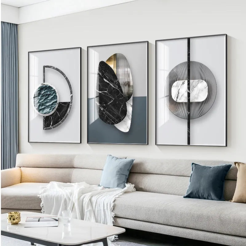 Abstract geometric pattern canvas wall art print in multiple size options