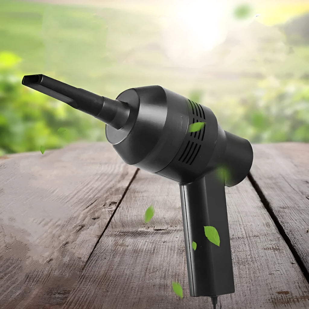 Black desktop mini vacuum cleaner for keyboard and computer dust removal