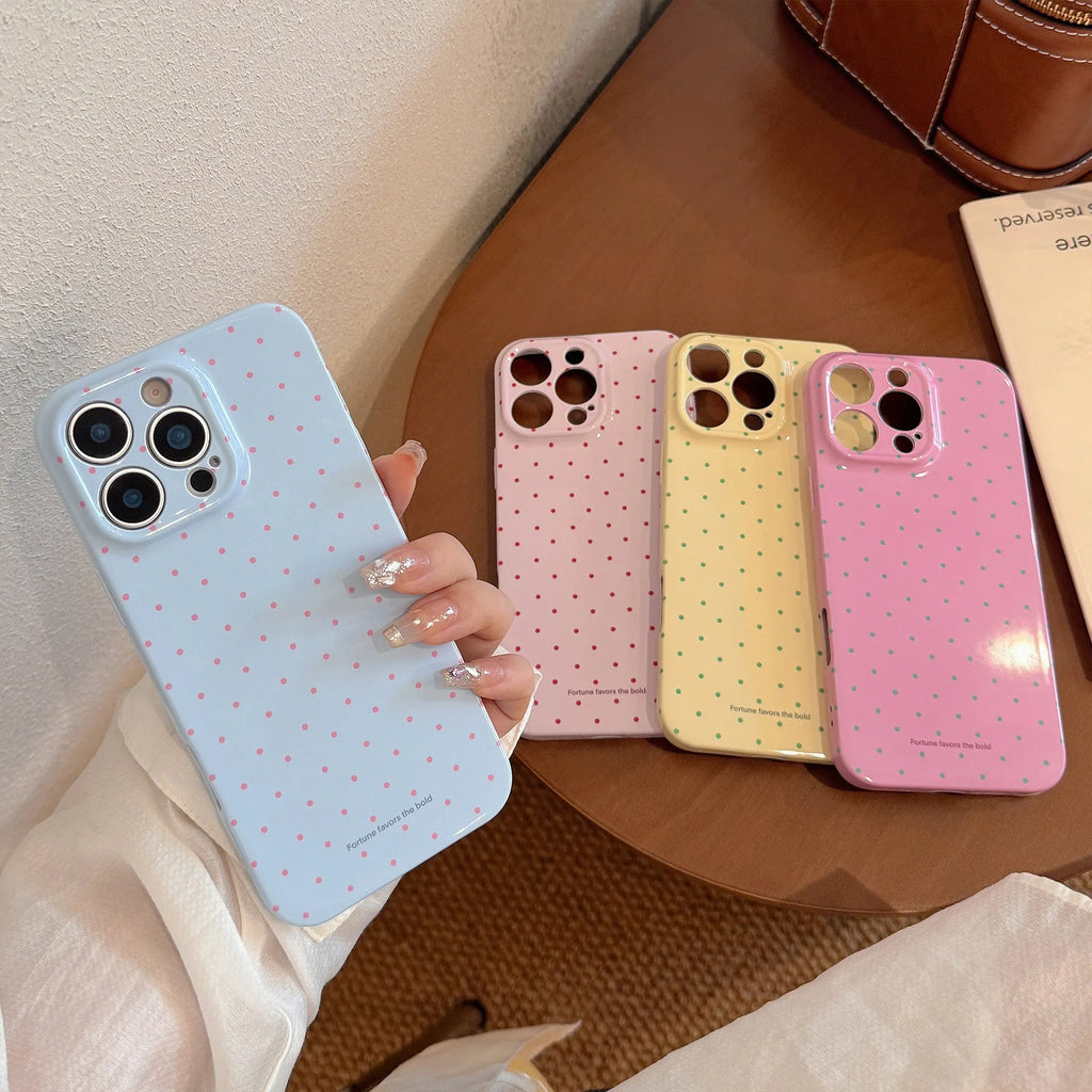 Wavelet dots TPU soft shell phone case in pink, yellow or blue for iPhone 12 to 16 Pro Max