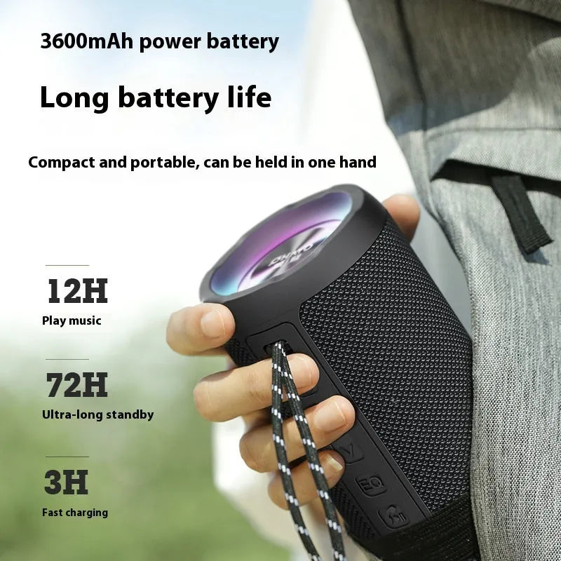 Bluetooth speaker home portable with subwoofer, 3600mAh battery, and waterproof nylon silicone shell in black standard edition
