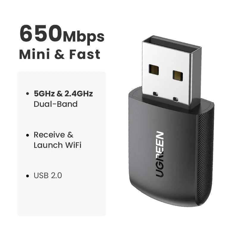 650M dual-band USB wireless network card model CM448 with RTL8811CU chipset in packaging