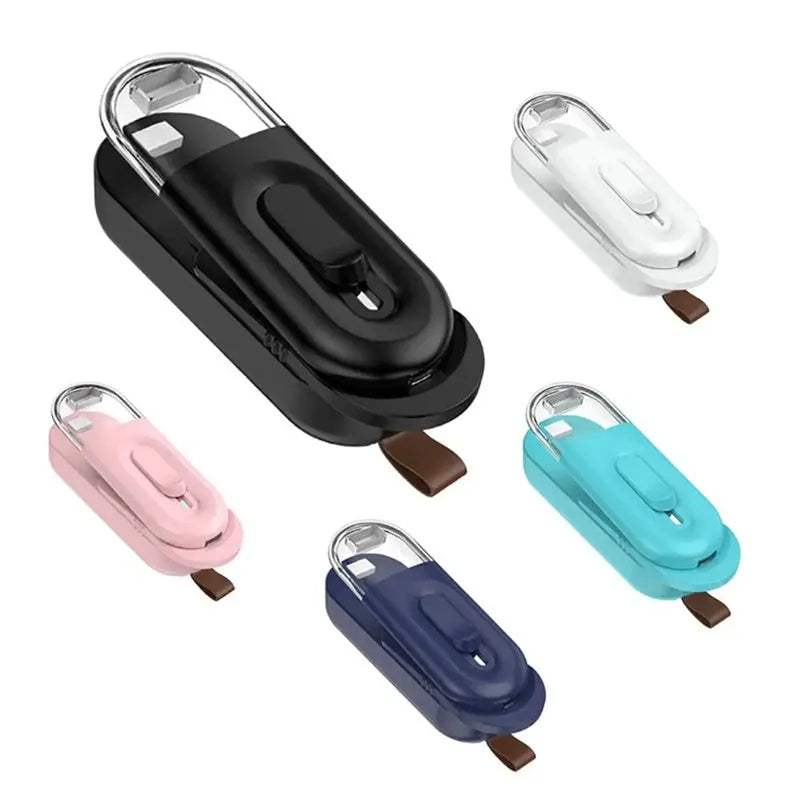 Handheld ABS bag sealer and resealer, 100x38x35mm, in black, white or Lake Blue