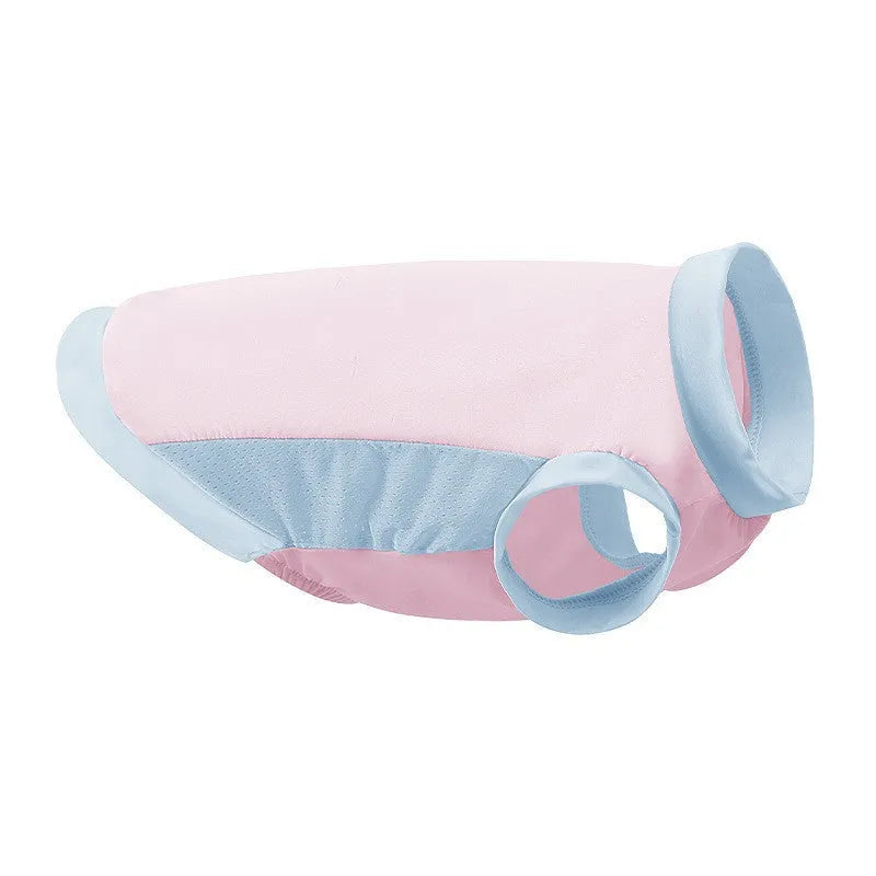 Pet ice silk sun protection vest in cherry blossom pink, unisex design for cats and dogs