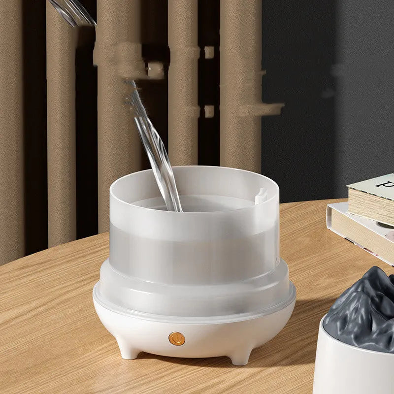 Volcanic mountain design ultrasonic humidifier in black colour with USB cable