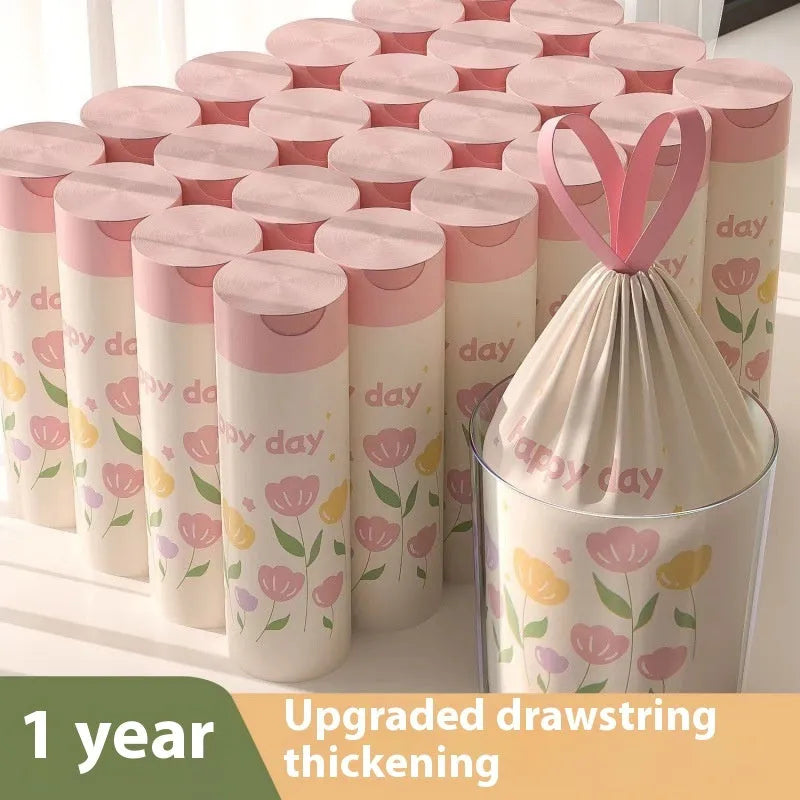 Pink drawstring garbage bag with argy wormwood scent for mosquito repellent, size 44cm by 48cm.
