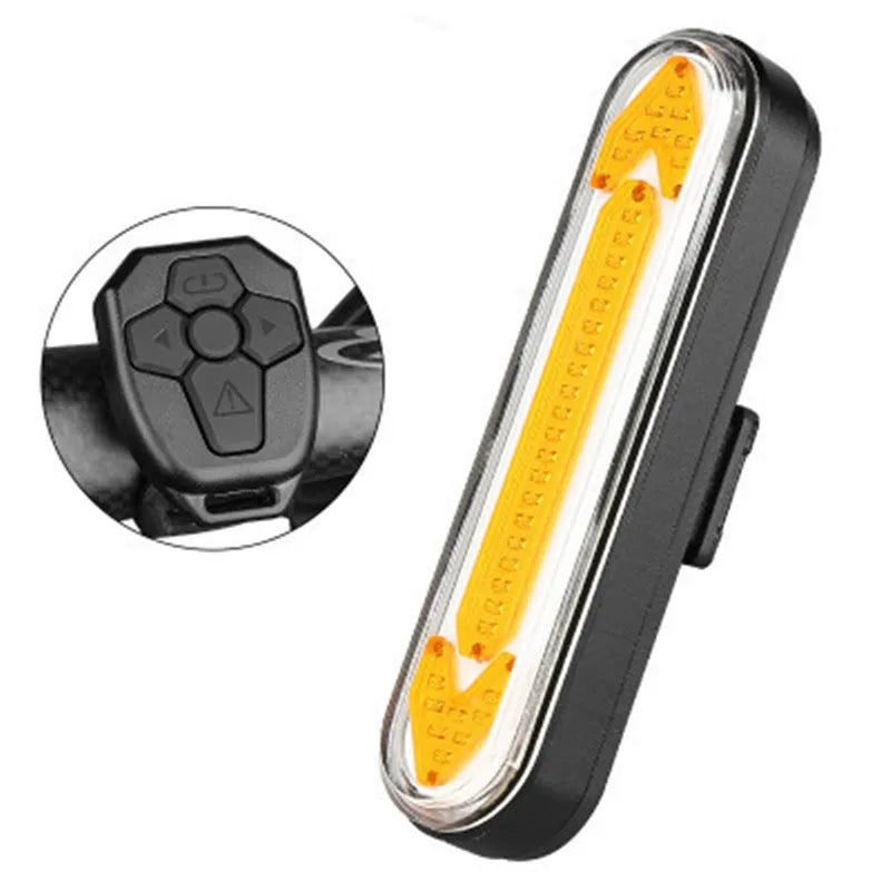 LED wireless remote control turn signal bike tail light, 8.5cm, black or red, with red and yellow light