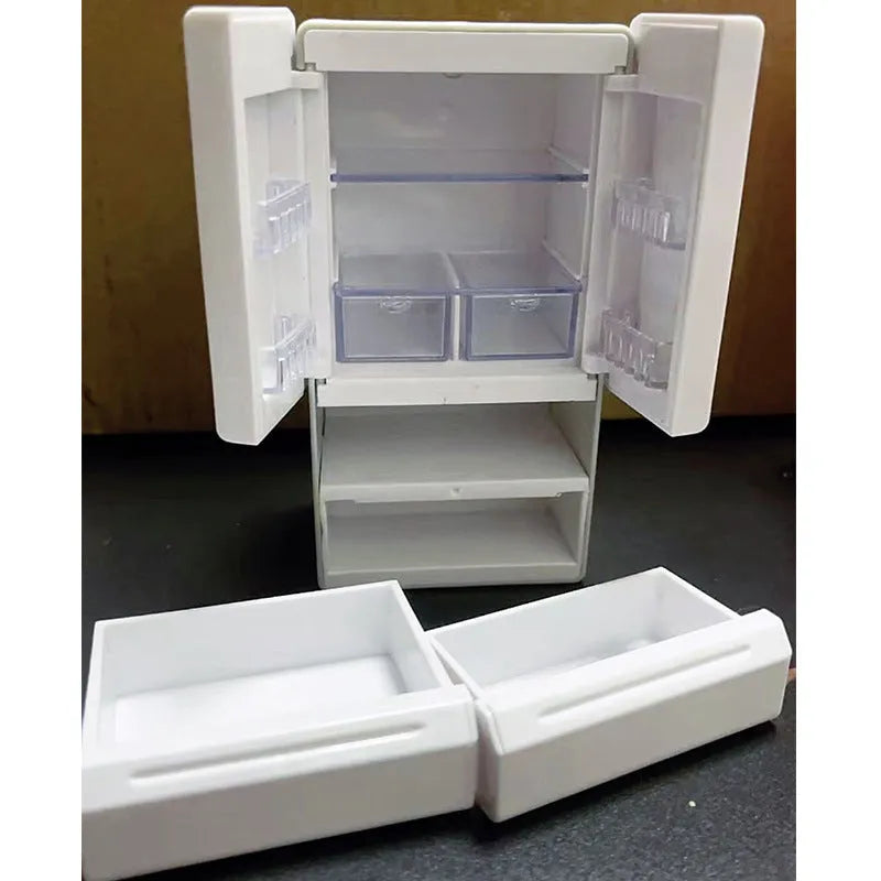 White plastic miniature toy model with internal LED lighting turned on, showing detailed structure.