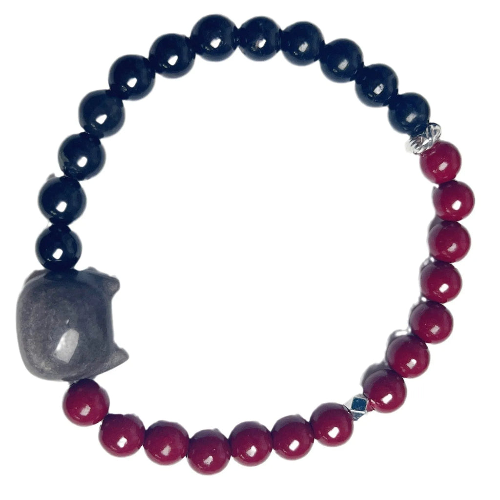 Obsidian cat bracelet with colourful design and adjustable closure in net red wind style