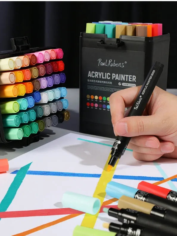Rubens white acrylic marker with fine tip, plastic shell, on a white background