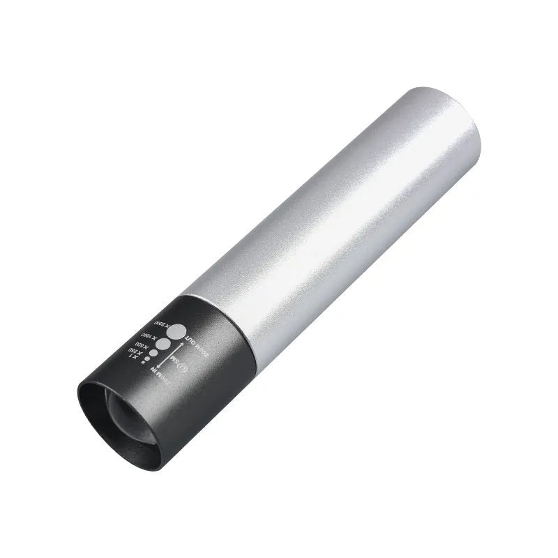 Black and silver aluminium red light therapy mosquito repellent lamp with charging cable