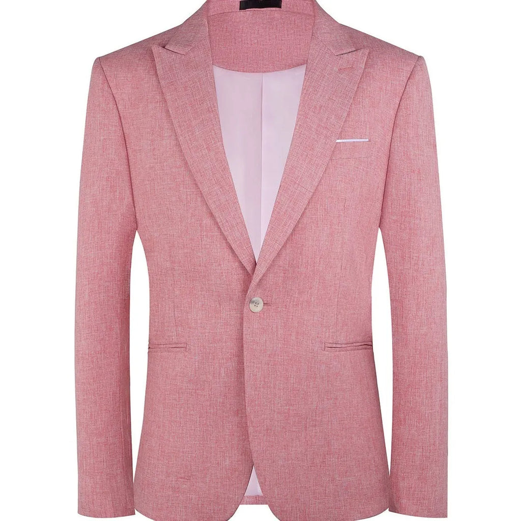 Men's casual Western-style suit in pink or light blue for spring and summer wear