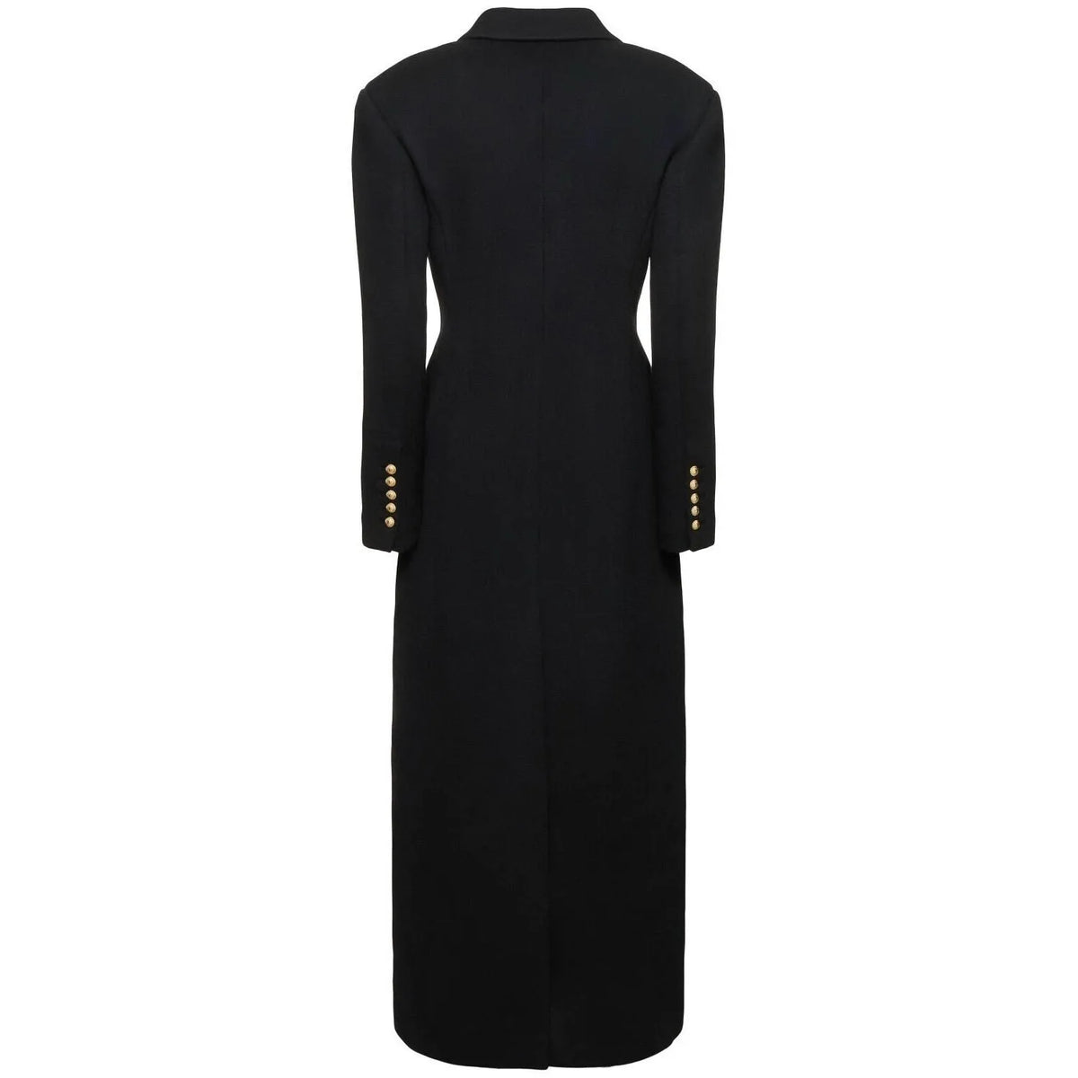 Women's slim-fit single-breasted extended coat in black imitation cashmere, sizes S to XXL