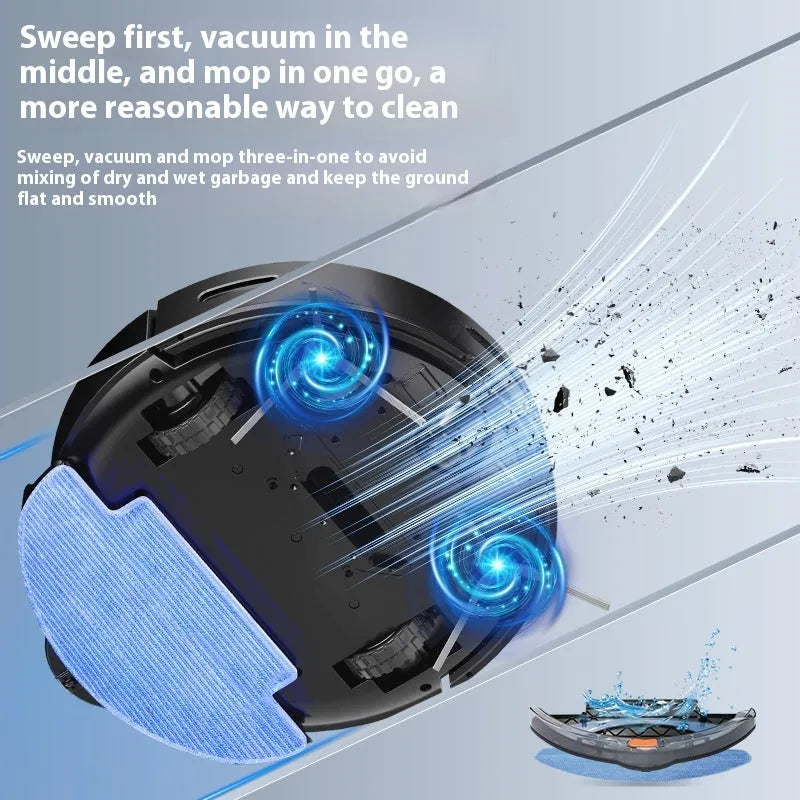 White or black automatic recharge sweeping robot for household floor cleaning.