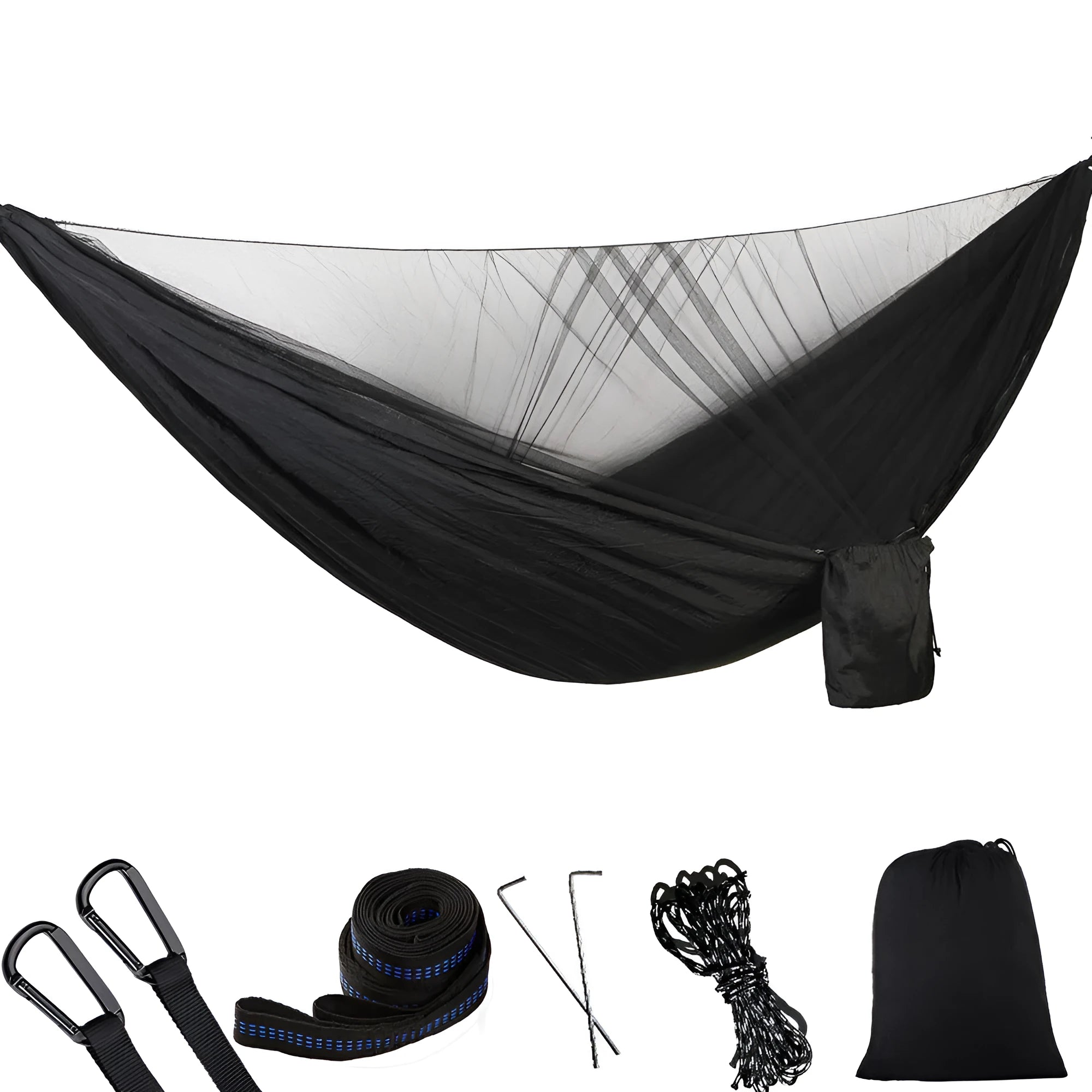 Anti-mosquito outdoor camping hammock nylon double 290x140cm 200kg capacity ArmyGreen