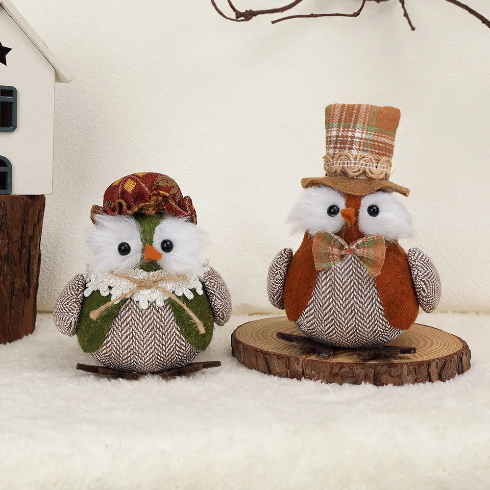 Orange and green owl harvest bird Thanksgiving pendant ornament for window or desktop decoration
