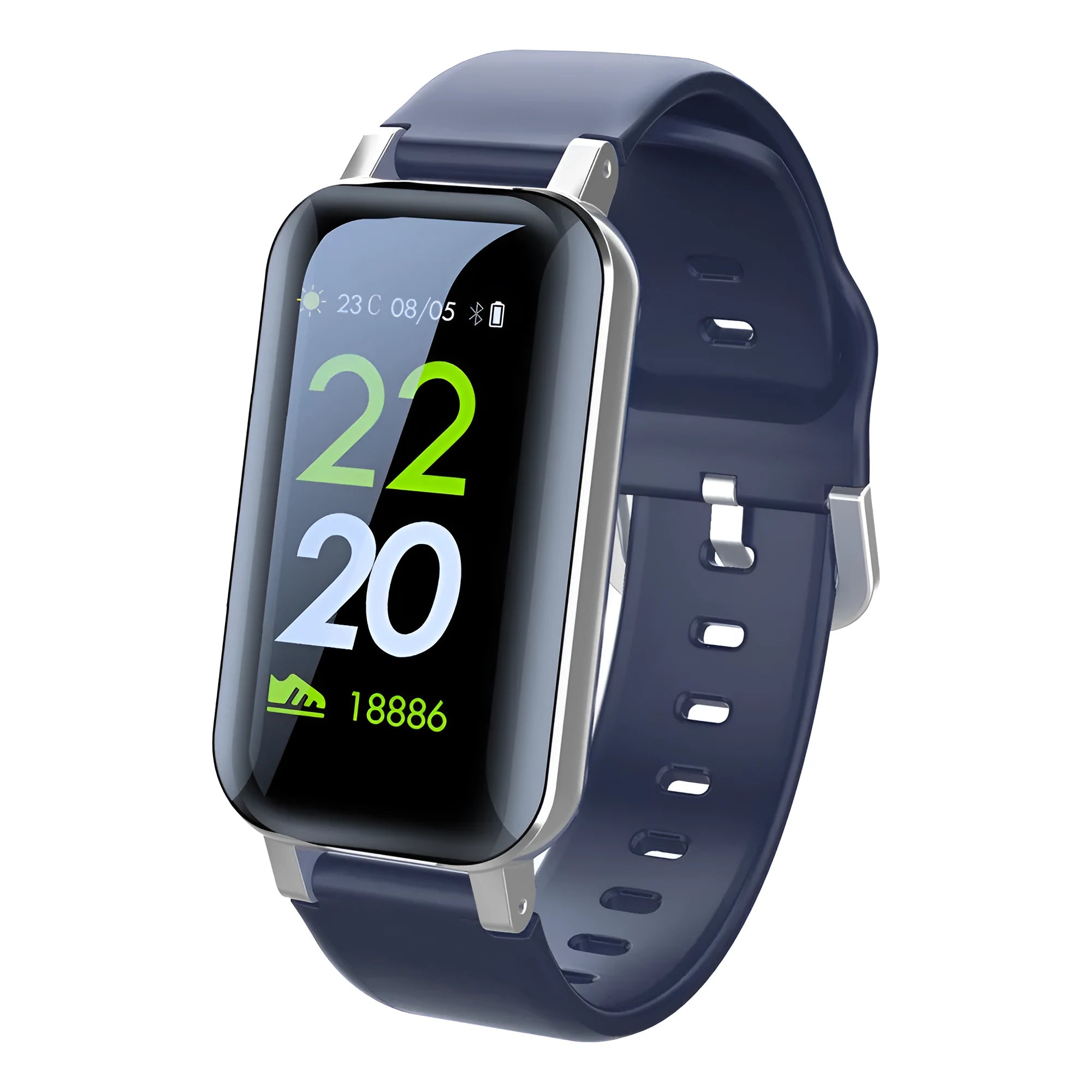 Call Bracelet smart bracelet in black, blue, or coffee colour with heart rate monitor display