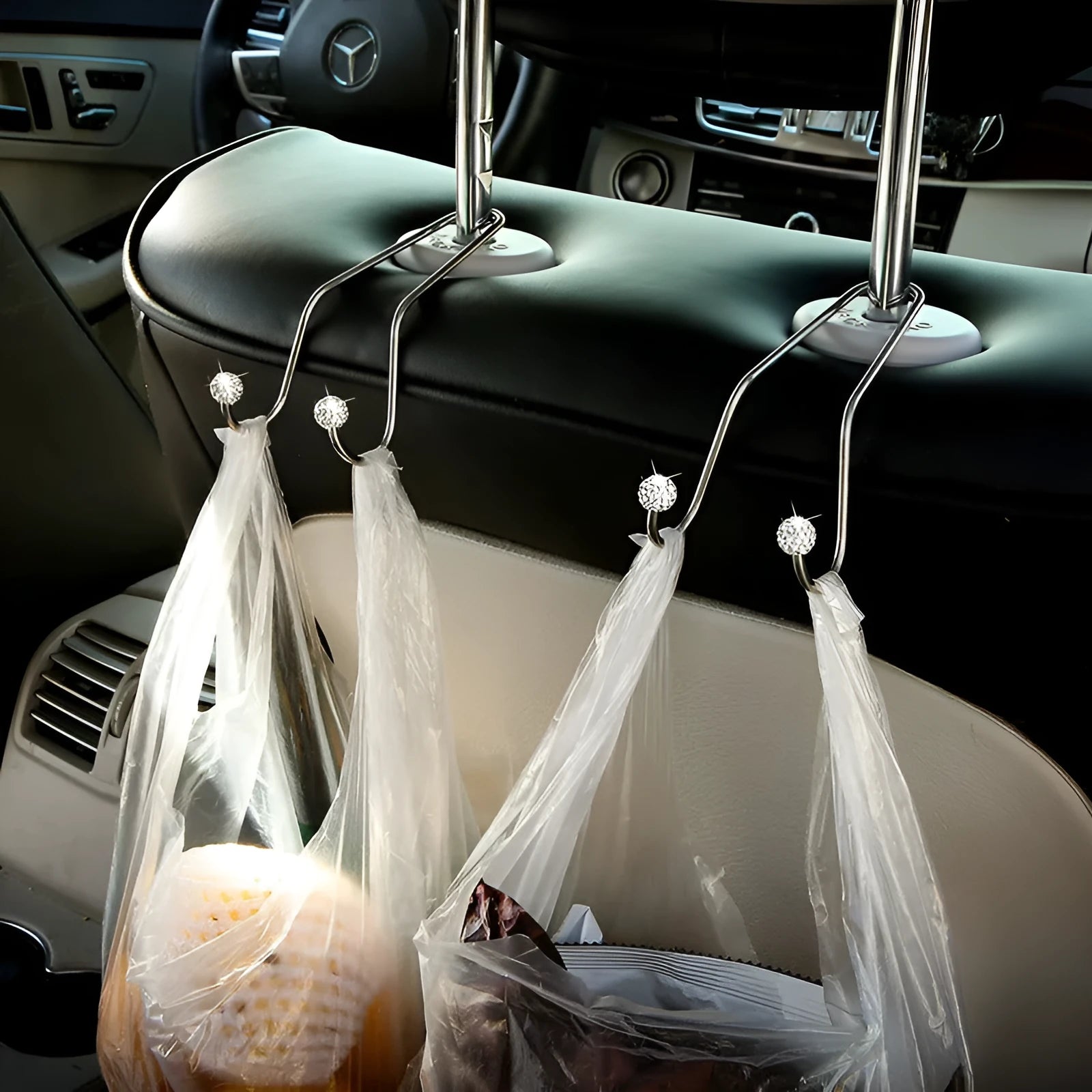 Stainless steel diamond car seat hook with polymer clay decorative ball in multiple colour options