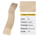 Hand-knitted real human hair weft extension in white braid style, 45-55cm lengths, 50g.