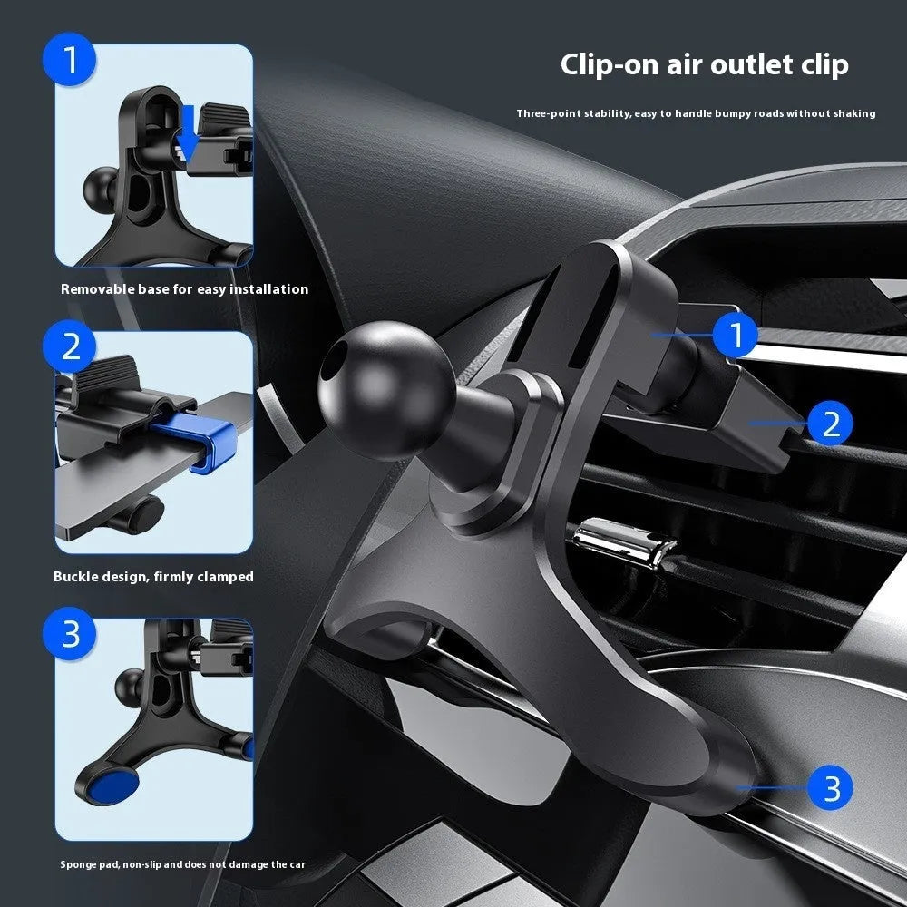 Black carbon fibre car vent mobile phone bracket mounted on vehicle air vent