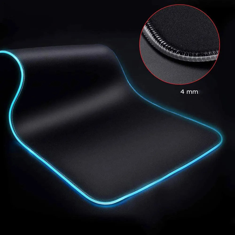 RGB luminous starry sky pattern mouse pad with natural rubber non-slip base on desk