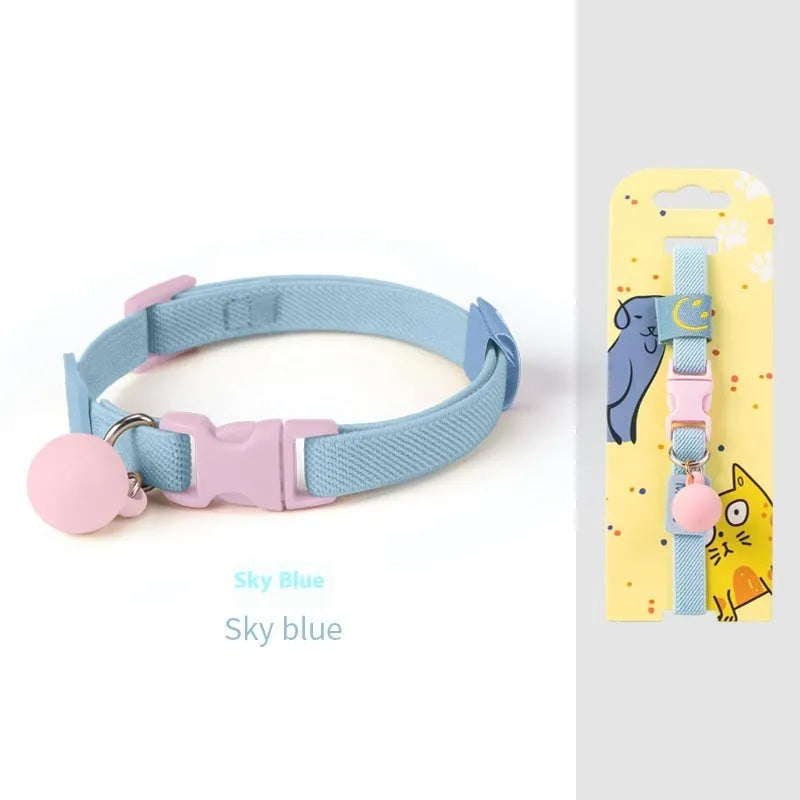 Small dog collar made of elastic polyester webbing with a plastic buckle, shown in a monochrome colour.