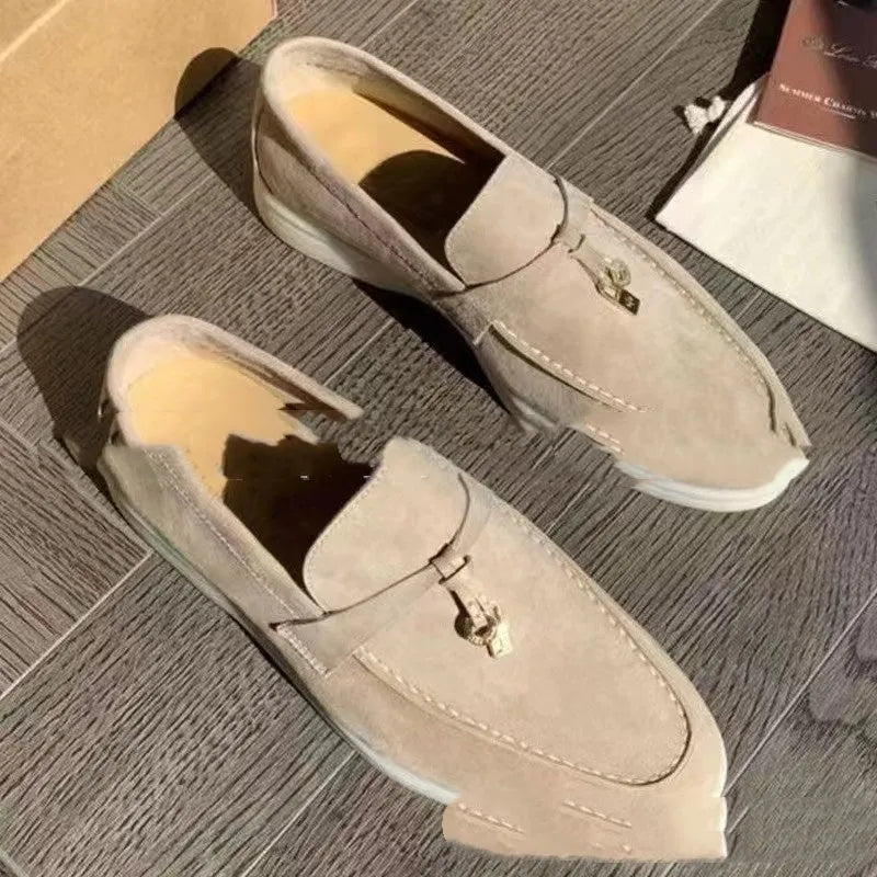 Gommino slip-on loafers with rubber sole and high-top design in neutral colours
