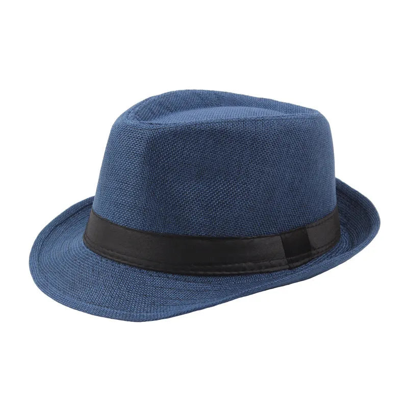 Fashion Personality Linen Top Hat for Men in beige, 58cm jazz hat with cotton-linen blend fabric