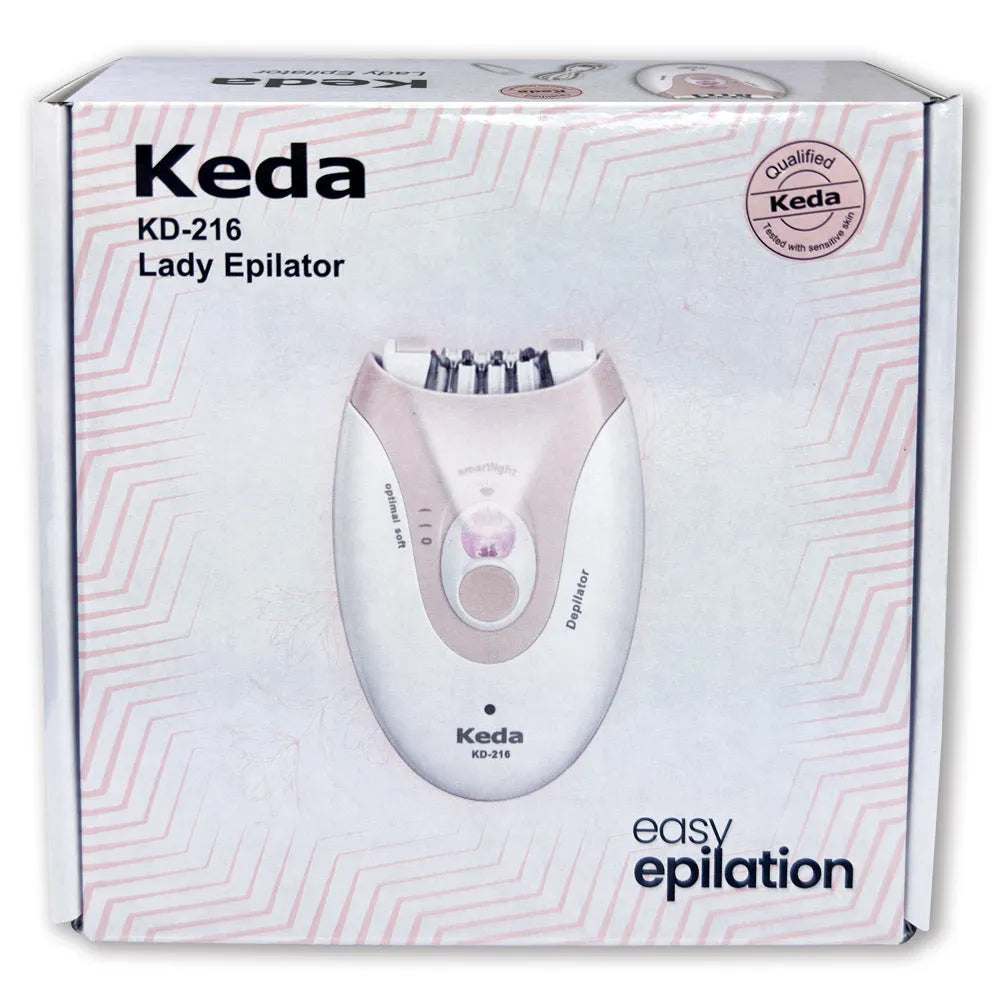 Portable USB hair removal epilator device in KEDA-216 colour with brush cleaning accessory