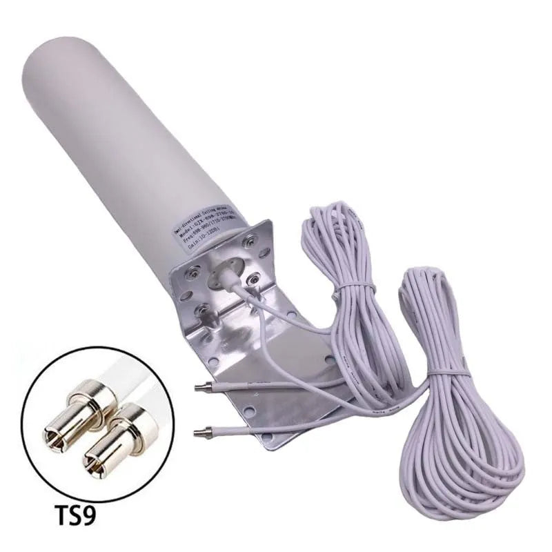 4G LTE router antenna with 12dBi gain, dual-band 698-960MHz and 1710-2700MHz, available with SMA CRC9 TS9 connectors