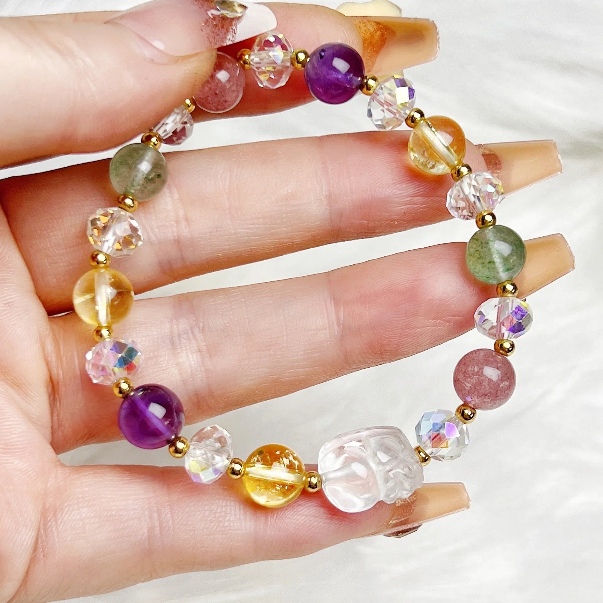 Handcrafted clear crystal bracelet with a detailed Phoenix Nine Tail Fox charm and adjustable clasp.