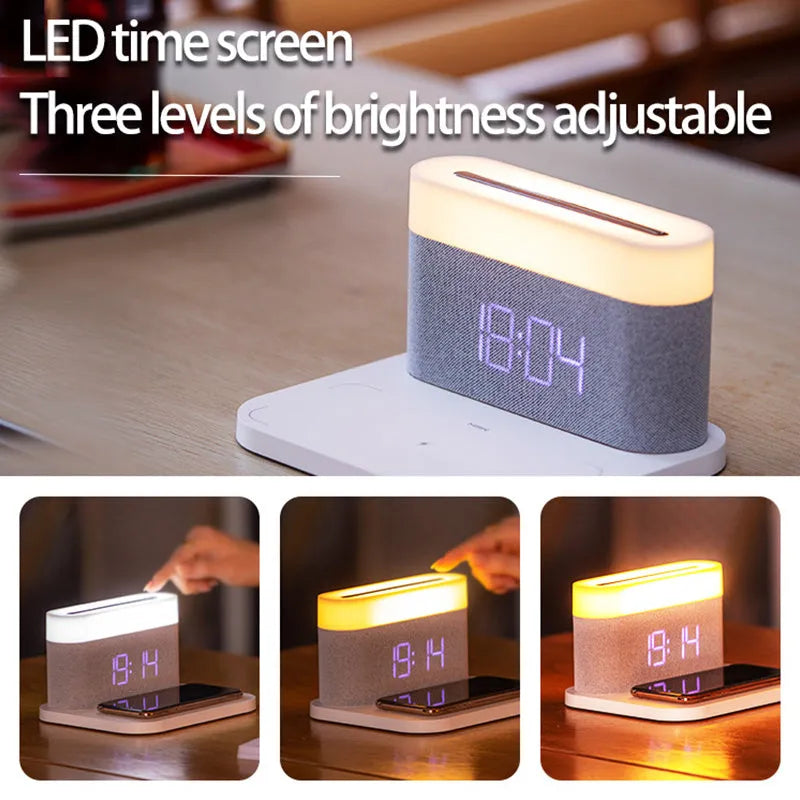 Wireless charging desktop clock night light table lamp in modern minimalist design
